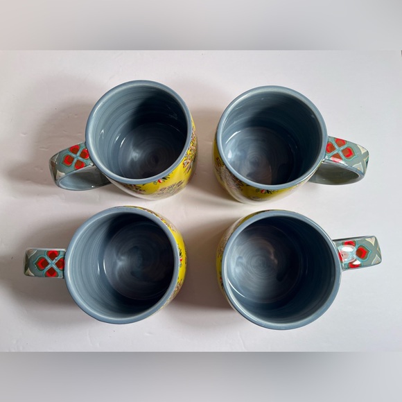 Anthropologie Jylin Chartruese Botanical Floral Coffee Mug Set Of 4 - Picture 4 of 4